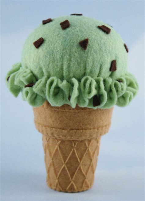 Felt Food Mint Chocolate Chip Ice Cream Cone By Thepixiepalace