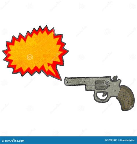 Retro Cartoon Firing Pistol Stock Vector Illustration Of Grunge