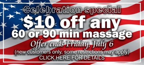 10 off any 60 or 90 min massage celebration special relax heal new specials 214