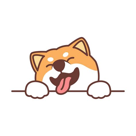 Cute Shiba Inu Dog Paws Up Over Wall 1181782 Vector Art At Vecteezy