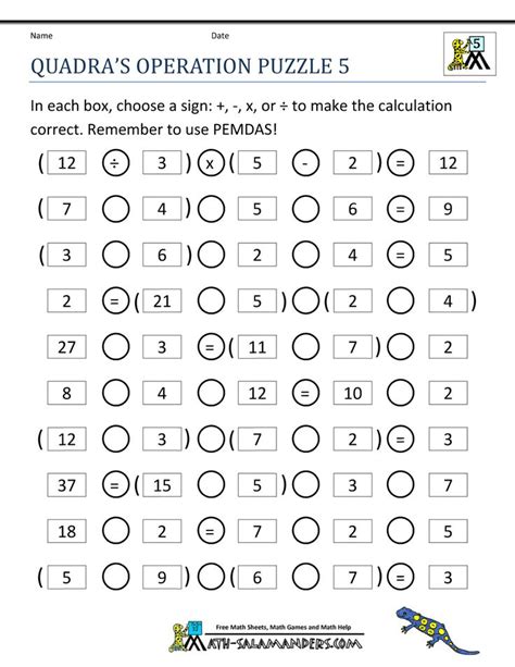 Printable Math Puzzles 5th Grade Maths Puzzles Printable Crossword