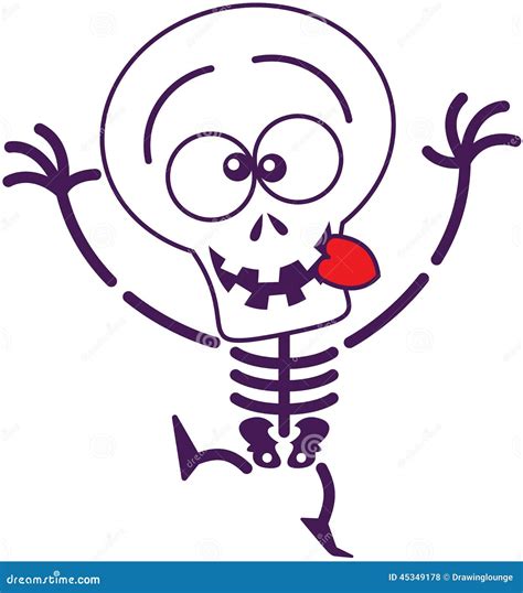 Cute Halloween Skeleton Making Funny Faces Stock Vector Illustration
