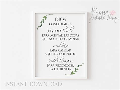 Serenity Prayer Spanish Bible Verse Prints Digital Printable Etsy