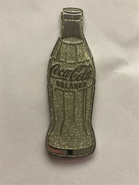 Authentic Coca Cola Coke Orlando Silver Glitter Bottle Metal Magnet Ne
