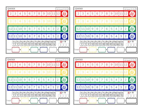 Printable Quixx Score Sheets Quixx Score Card Download Quixx Etsy