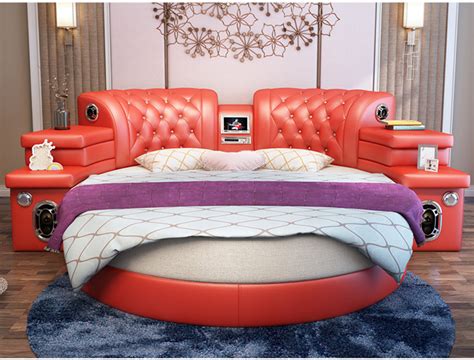 Girls Bedroom Furniture Pink Big Round Leather Bedcheap Round Beds For