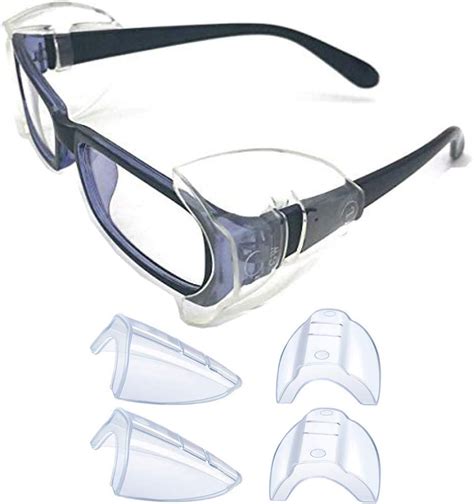 2 pairs safety glasses side shields flexible clear anti slip on clear side shields fits medium