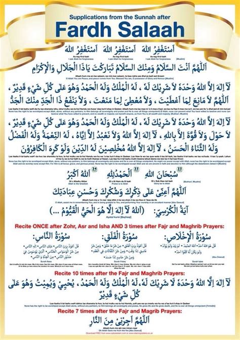 Supplications From The Sunnah After Fardh Salaah Salaah Education