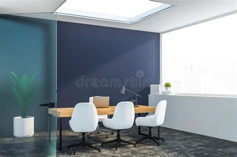 Blue Manager Office Interior Stock Illustration Illustration Of Light