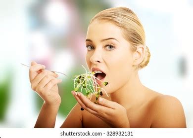 Healthy Nude Woman Eating Cuckooflower Stock Photo Shutterstock