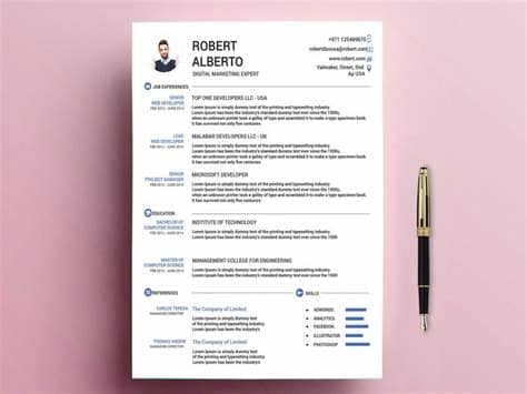 The website offers two forms of documents: Classic Resume Template Free Download with Doc & PSD ...