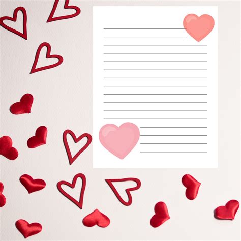 Valentines Day Stationery Printable Heart Stationery Etsy