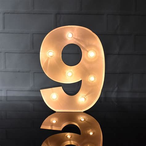 Marquee Light Number '9' LED Metal Sign (8 Inch, Battery Operated) on ...