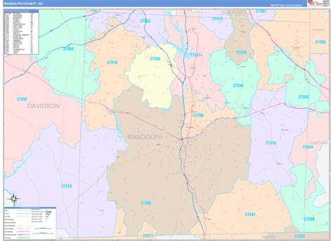 Randolph County Nc Wall Map Color Cast Style By Marketmaps Mapsales