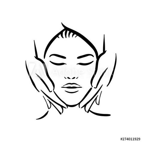 Vector Hand Drawn Illustration Of Spa Face Massage For Woman On White