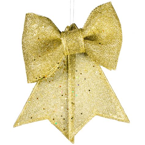 11 Glitter Bow Ornament Gold Xy799008
