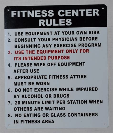 Fitness Center Rules Sign Heavy Duty Aluminum Hpd Signs For Nyc Hpd