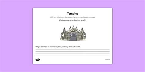 Hinduism Temple Mind Map Worksheet Worksheet Twinkl