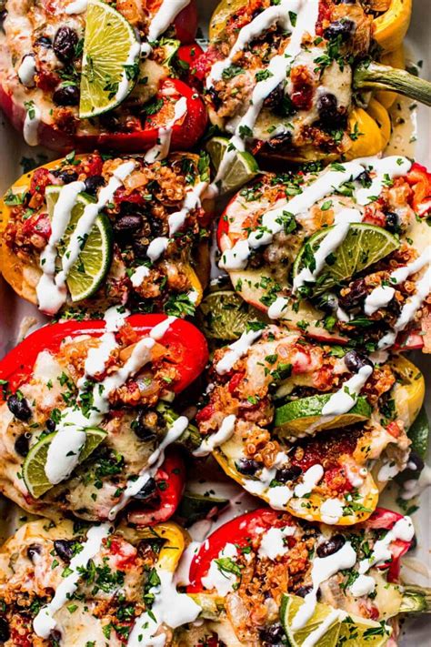 Stuffed Peppers With Quinoa Beef Easy Healthy