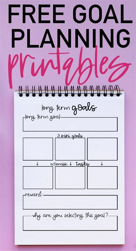 A Planner With The Words Free Goal Planning Printables On It And Pink