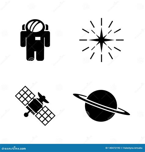 Deep Space Exploration Simple Related Vector Icons Stock Illustration