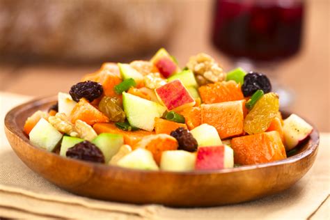 A classic, cold salad made from carrots, raisins and pineapple, sometimes coconut and peanuts, and dressed with a sweetened mayonnaise. Sweet Potato Salad with Apples, Raisins and Shallots | Shop Local, Eat Fresh at the Saratoga ...