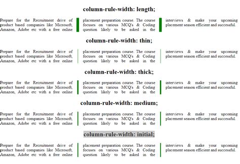 It's rows, not columns, that define tables in html. CSS | column-rule-width Property - GeeksforGeeks