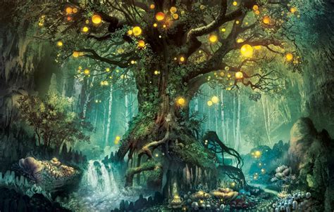 Árboles Bosque Fantasía Mundo De Fantasía Fantasy Landscape
