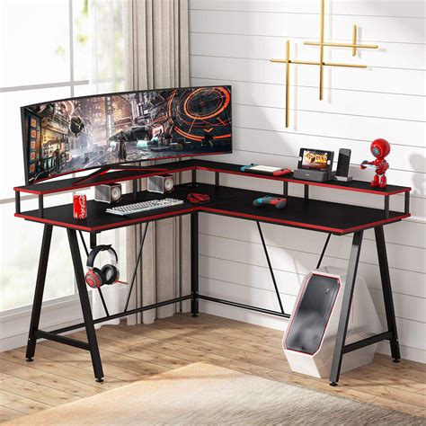 Tribesigns L Shaped Computer Desk With Hutch Shelf Corner Gaming Desk