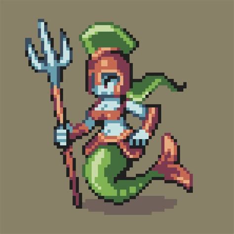 Mermaid Warrior Pixelart Pixelarts Pixelartist Pixelartapp