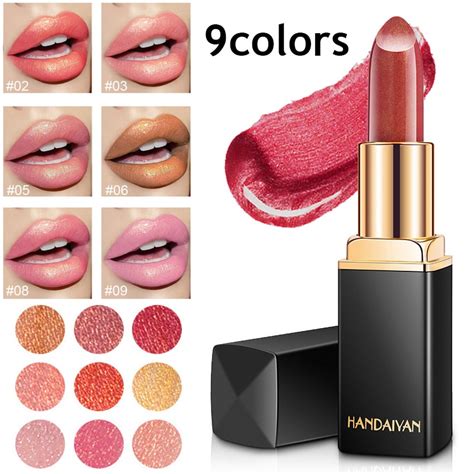 9 Colors Waterproof Nude Glitter Lipstick Makeup Long Lasting Velve Red