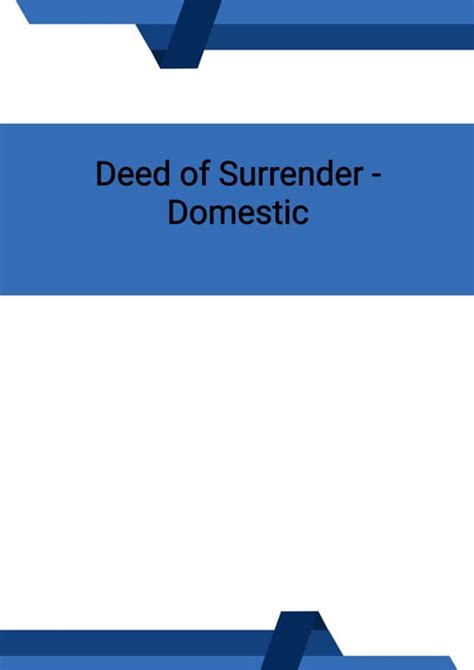Deed Of Surrender Domestic Template In Word Doc Neutral Docpro