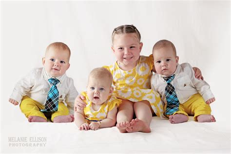 Triplets Six Month Photoshoot Devoted Hands Doula