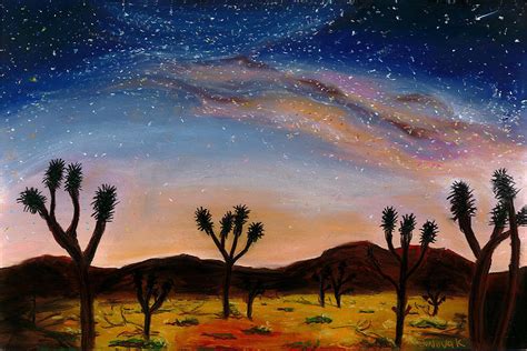 Joshua Trees Under The Milkyway Painting By Jackie Novak Fine Art America