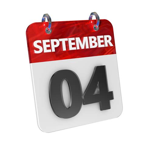 September 4 Date 3D Icon Isolated, Shiny and Glossy 3D Rendering, Month