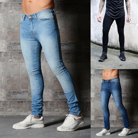 Slim Fit Ripped Jeans Men Hi Street Mens Distressed Denim Joggers Knee