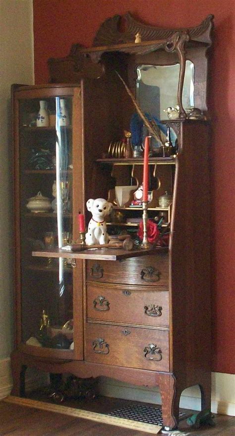 Check spelling or type a new query. Antique oak secretary with curved glass curio cabinet For ...
