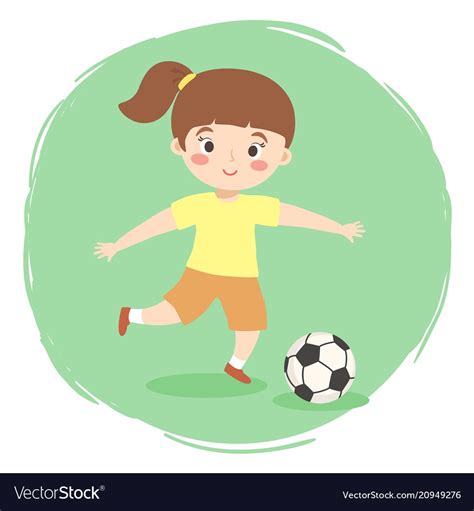 Girl Playing Football Soccer Cartoon Royalty Free Vector