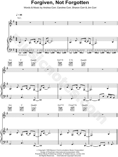 The Corrs Forgiven Not Forgotten Sheet Music In G Major