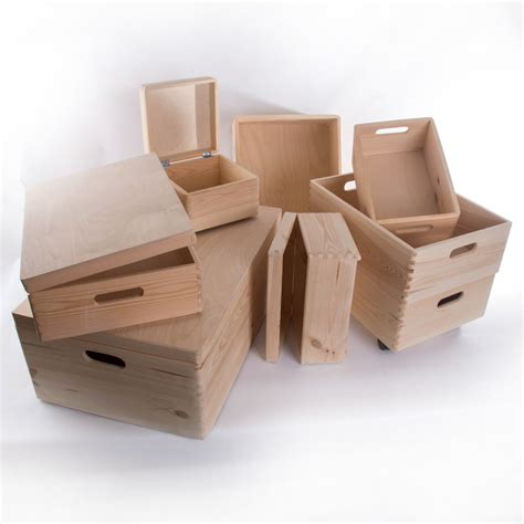 Large Wooden Storage Boxes Plain Wood Box With Lid Crate Trunk