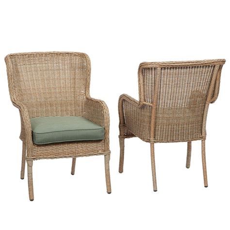 The back and seat are padded for added comfort. Hampton Bay Lemon Grove Stationary Wicker Outdoor Dining ...