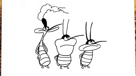 How To Draw Cockroaches Oggy And The Cockroaches Drawing Sketch