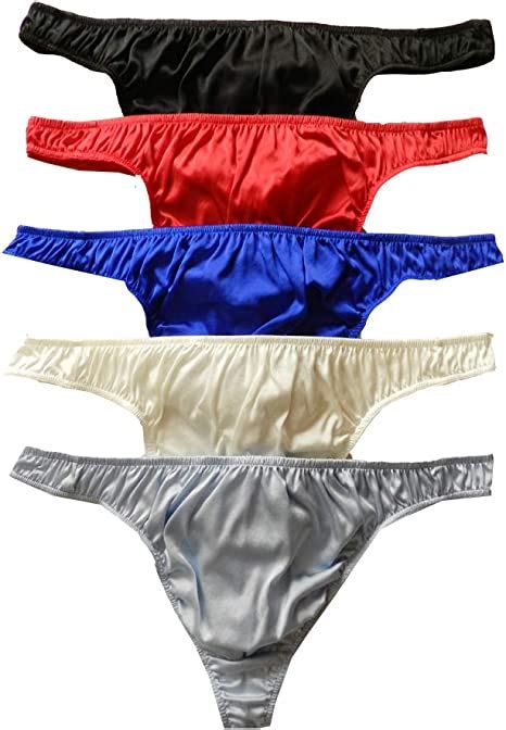 Panasilk 5pcs Sexy Mens Silk G Strings Thongs Silk Panties Size S M L