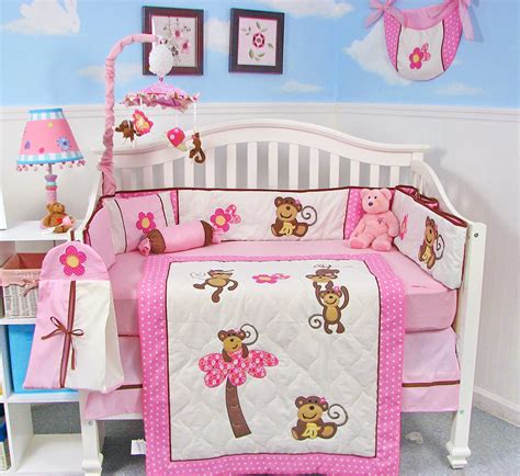 Pink and gold crib bedding new arrivals inc. Soho Melanie the Monkey Baby Bedding - Baby Bedding and ...