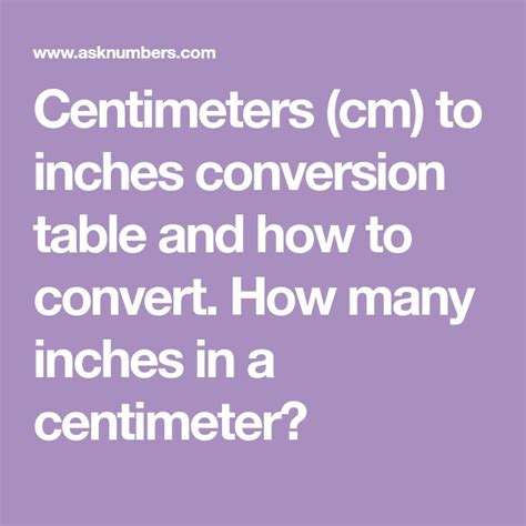 Centimeters Cm To Inches Conversion Table And How To Convert How