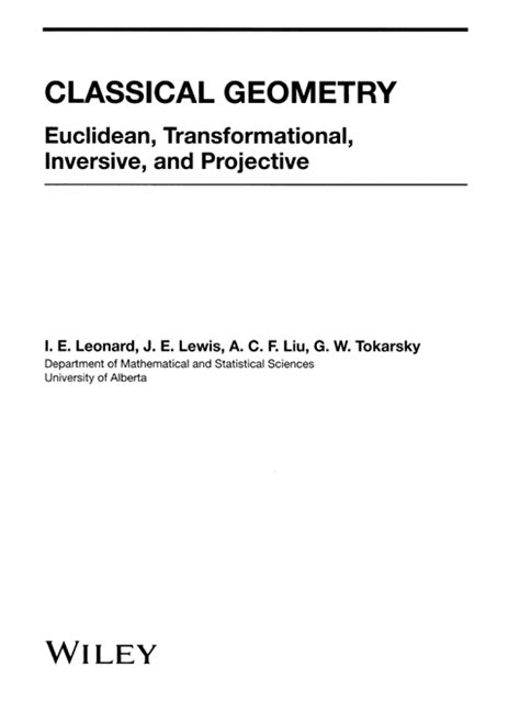 Title Page Classical Geometry Euclidean Transformational Inversive And Projective Book