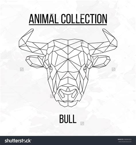 Bull Head Geometric Lines Silhouette Isolated On White Background
