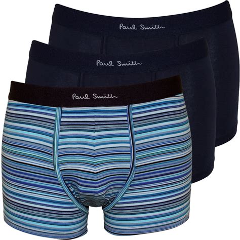 Paul Smith 3 Pack Multi Stripe And Solid Boxer Trunks Blue Paul Smith