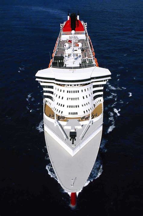 the bow and top view of queen mary 2 no water slides or hairy chest contests just elegant
