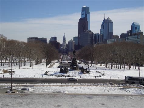 Cradle Of The Usa Philadelphia Pennsylvania City Skyline On Winter